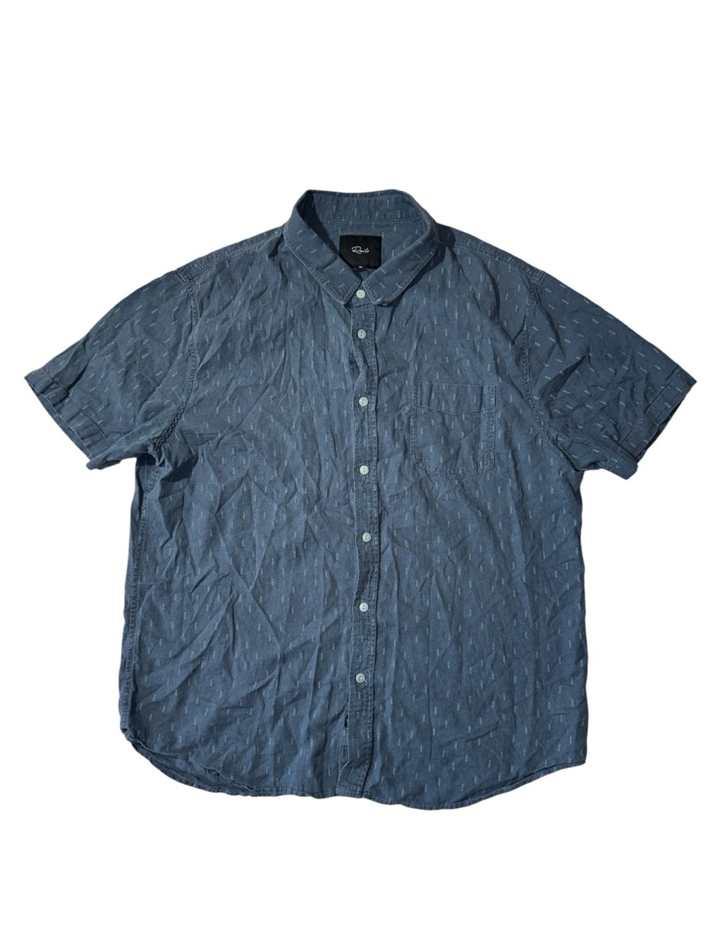 Rails mens XL blue Carson linen blend short sleeve button up casual shirt EUC